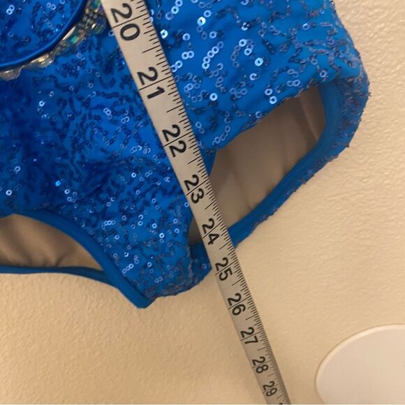 WEISSMAN Elite Dance Costume aqua blue rhinestone Heat Wave SQ13216 SA adult - Picture 7 of 11